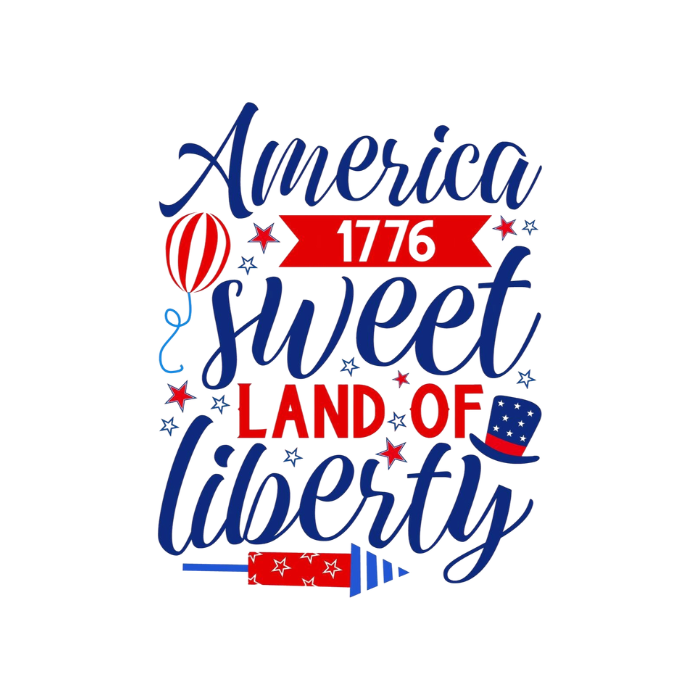 America Sweet Land of Liberty - DTF Transfer Ready To Press | Adult & Youth Sizes